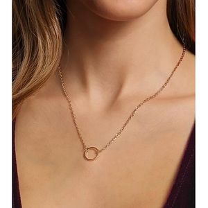 ROMWE Golden Ring Circle Cut-Out Pendant Chain Link Necklace